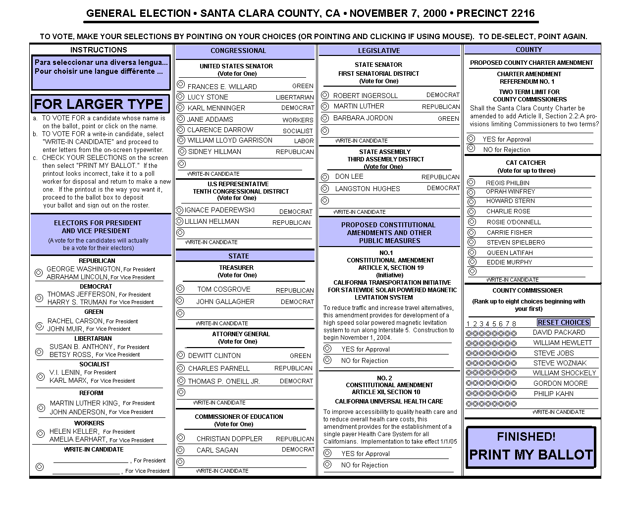 Ballot Sample